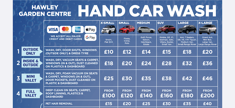 Hawley Garden Centre Hand Car Wash